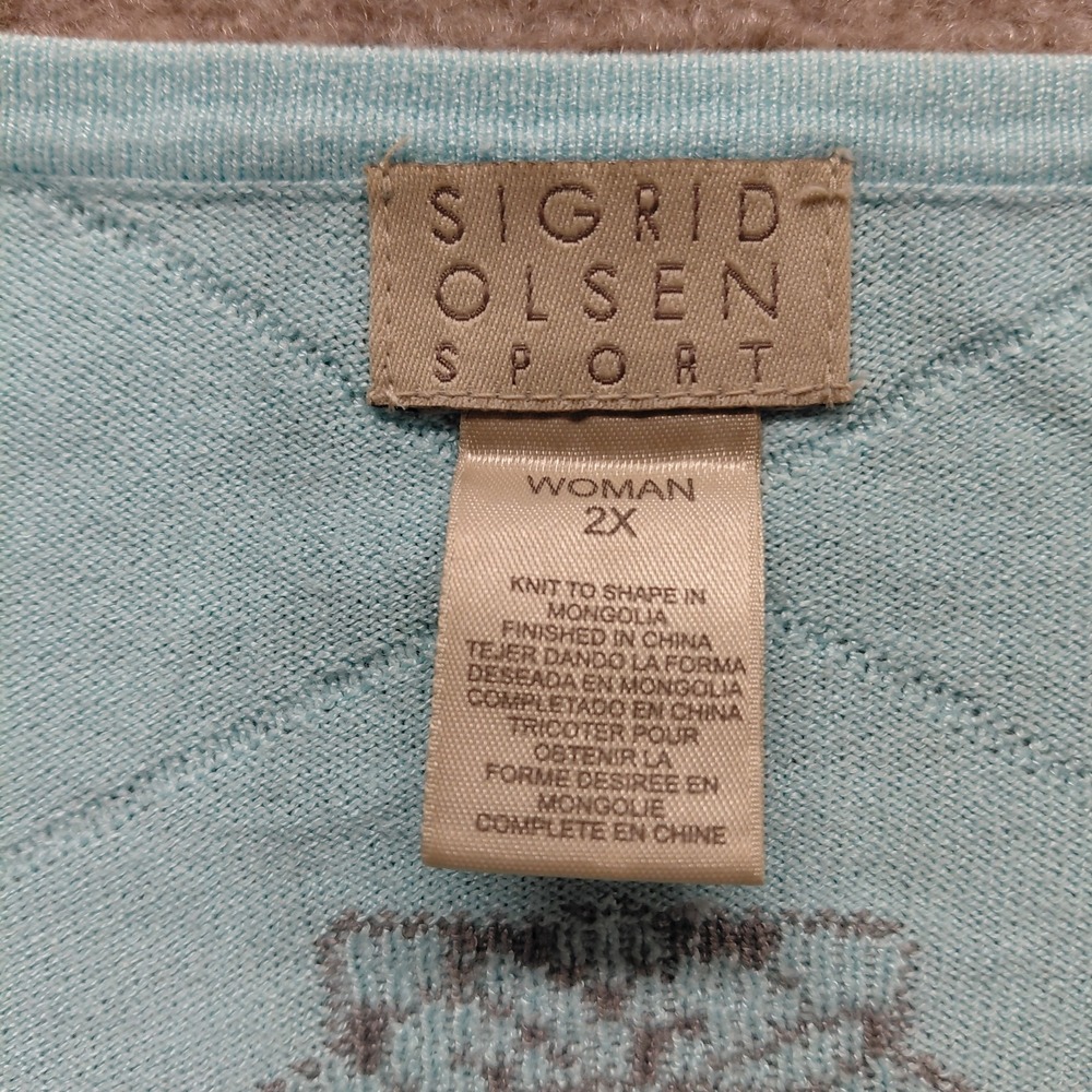 Sigrid Olsen Sport Floral Cardigan Boho Hippie Size 2X Light Blue Lightweight - Picture 6 of 8